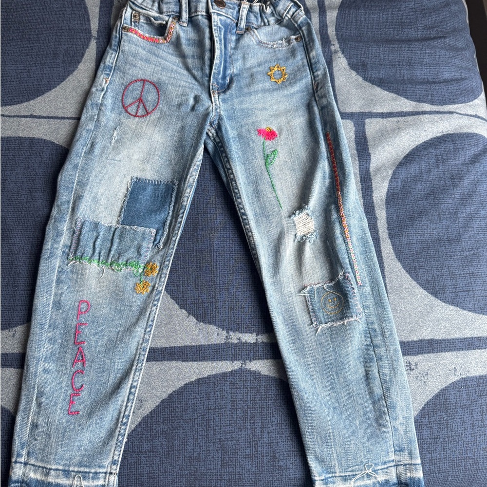 Gap Embroidered Light Blue Jeans pencil slim ankle high rise